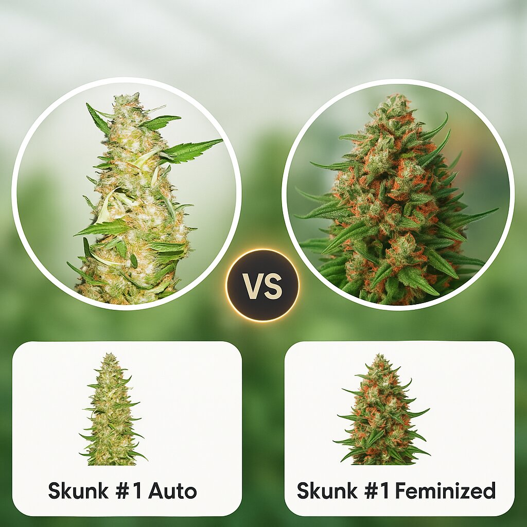 Skunk #1 Auto (Sensi Seeds) vs Skunk #1 (Dutch Passion) cannabis seeds comparison