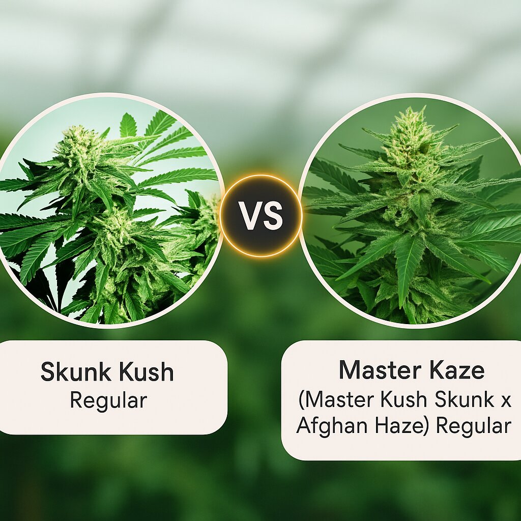 Skunk Kush (Sensi Seeds) vs Master Kaze (Master Kush Skunk x Afghan Haze) (Mr Nice Seedbank) cannabis seeds comparison