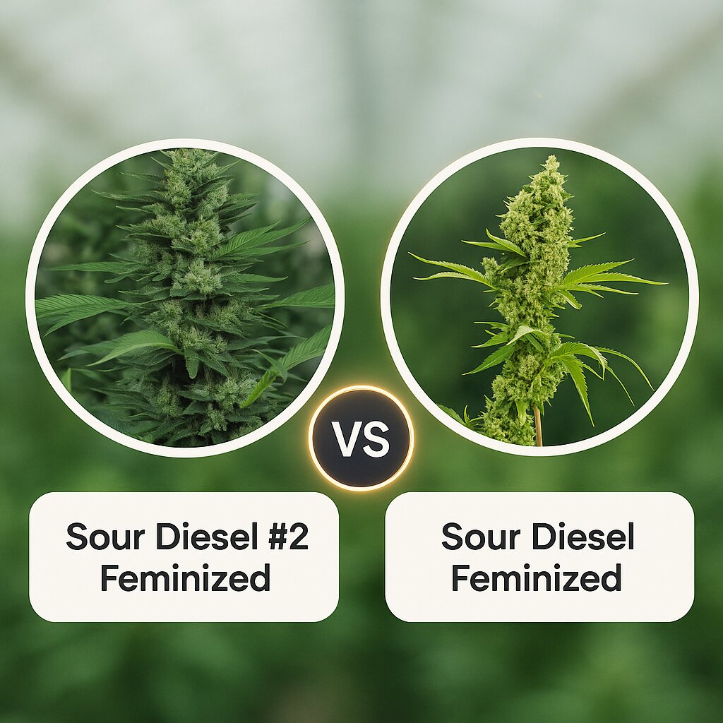 Sour Diesel #2 (Humboldt Seed Organization) vs Sour Diesel (Bulldog Seeds) cannabis seeds comparison