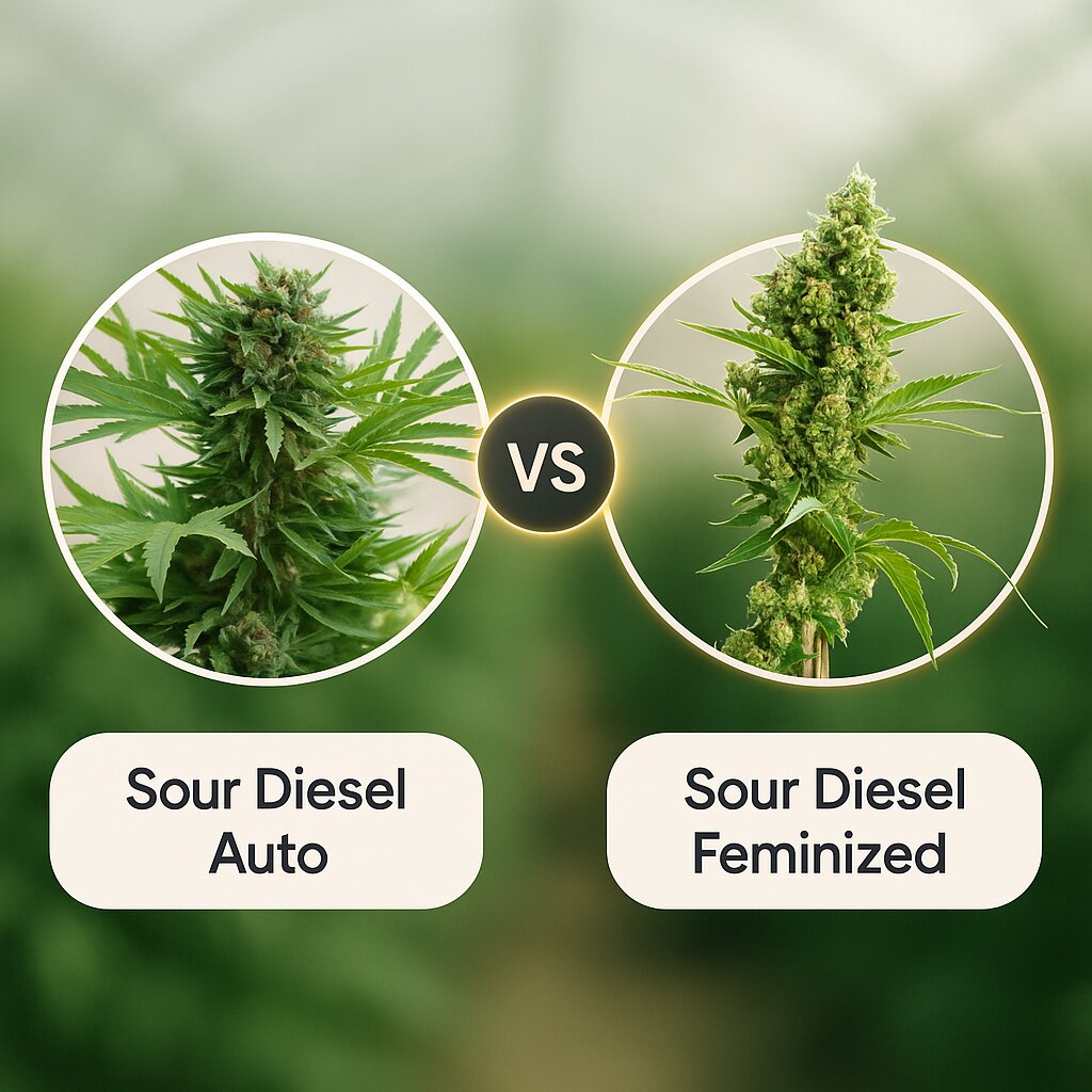 Sour Diesel Auto (Humboldt Seed Organization) vs Sour Diesel (Bulldog Seeds) cannabis seeds comparison