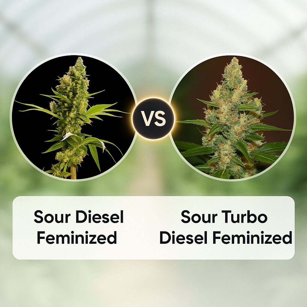 Sour Diesel (Bulldog Seeds) vs Sour Turbo Diesel (Cream of the Crop) cannabis seeds comparison