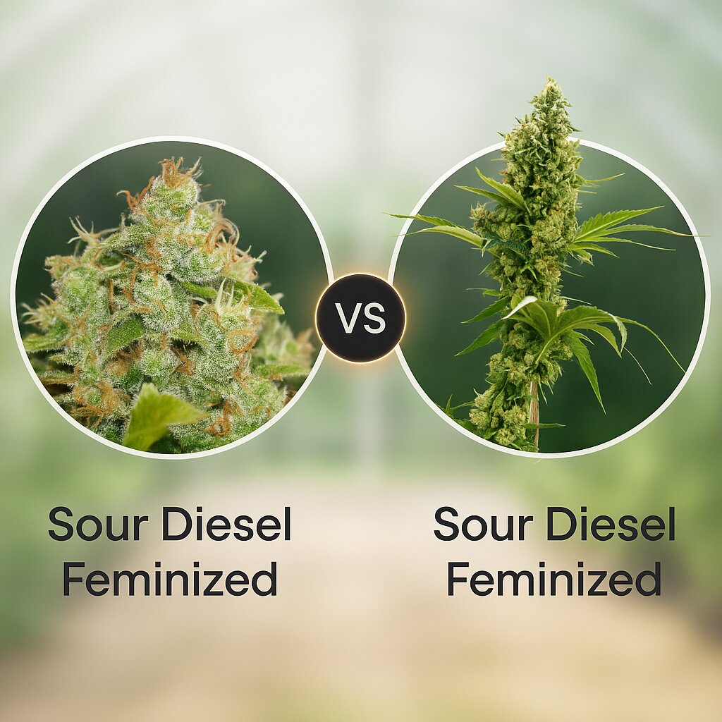 Sour Diesel (Medical Seeds) vs Sour Diesel (Bulldog Seeds) cannabis seeds comparison