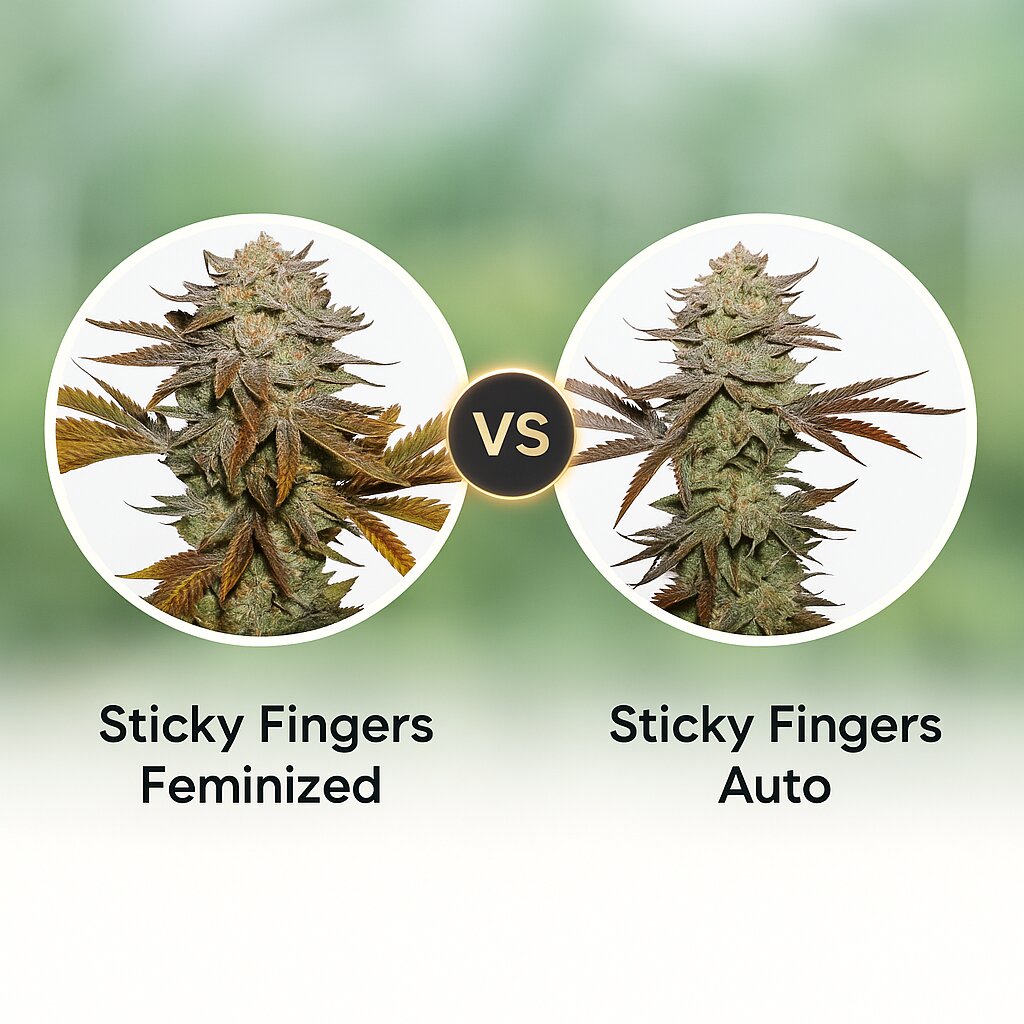Sticky Fingers (Seed Stockers) vs Sticky Fingers Auto (Seed Stockers) cannabis seeds comparison