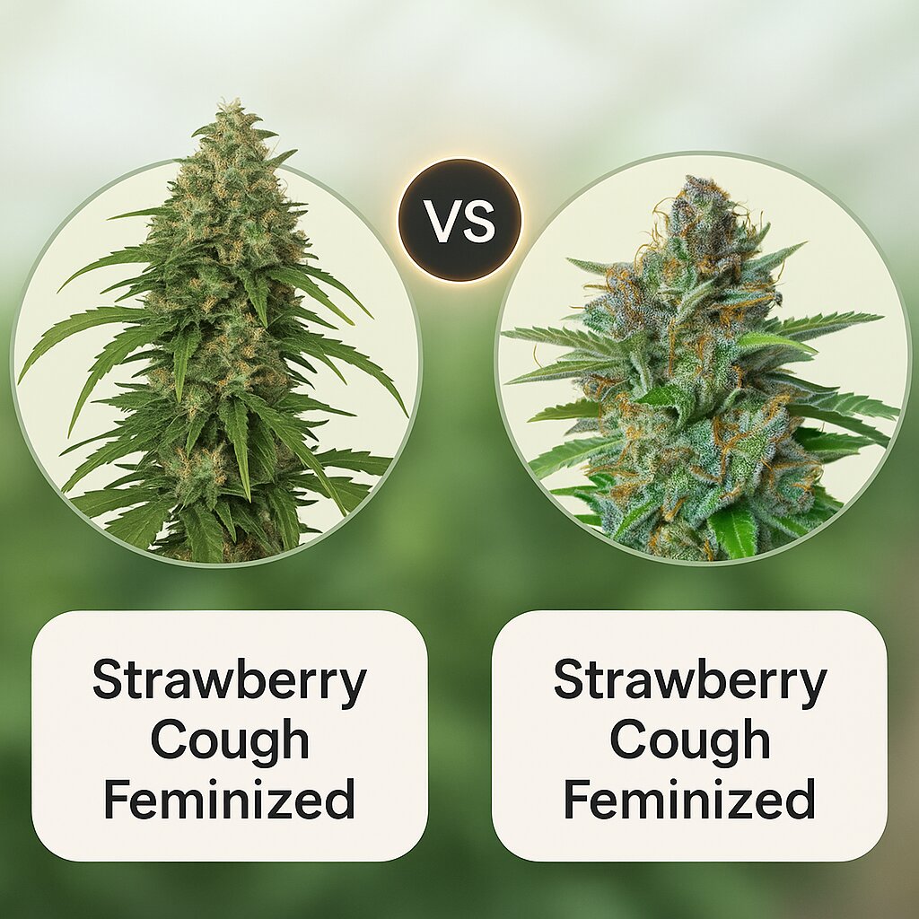Strawberry Cough (Dutch Passion) vs Strawberry Cough (Royal Queen Seeds) cannabis seeds comparison