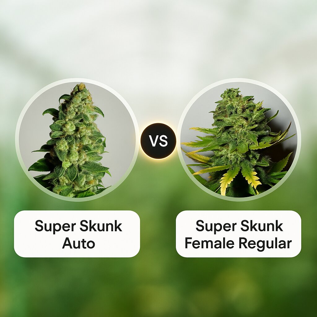 Super Skunk Auto (Dr Krippling) vs Super Skunk Female (Nirvana Seeds) cannabis seeds comparison