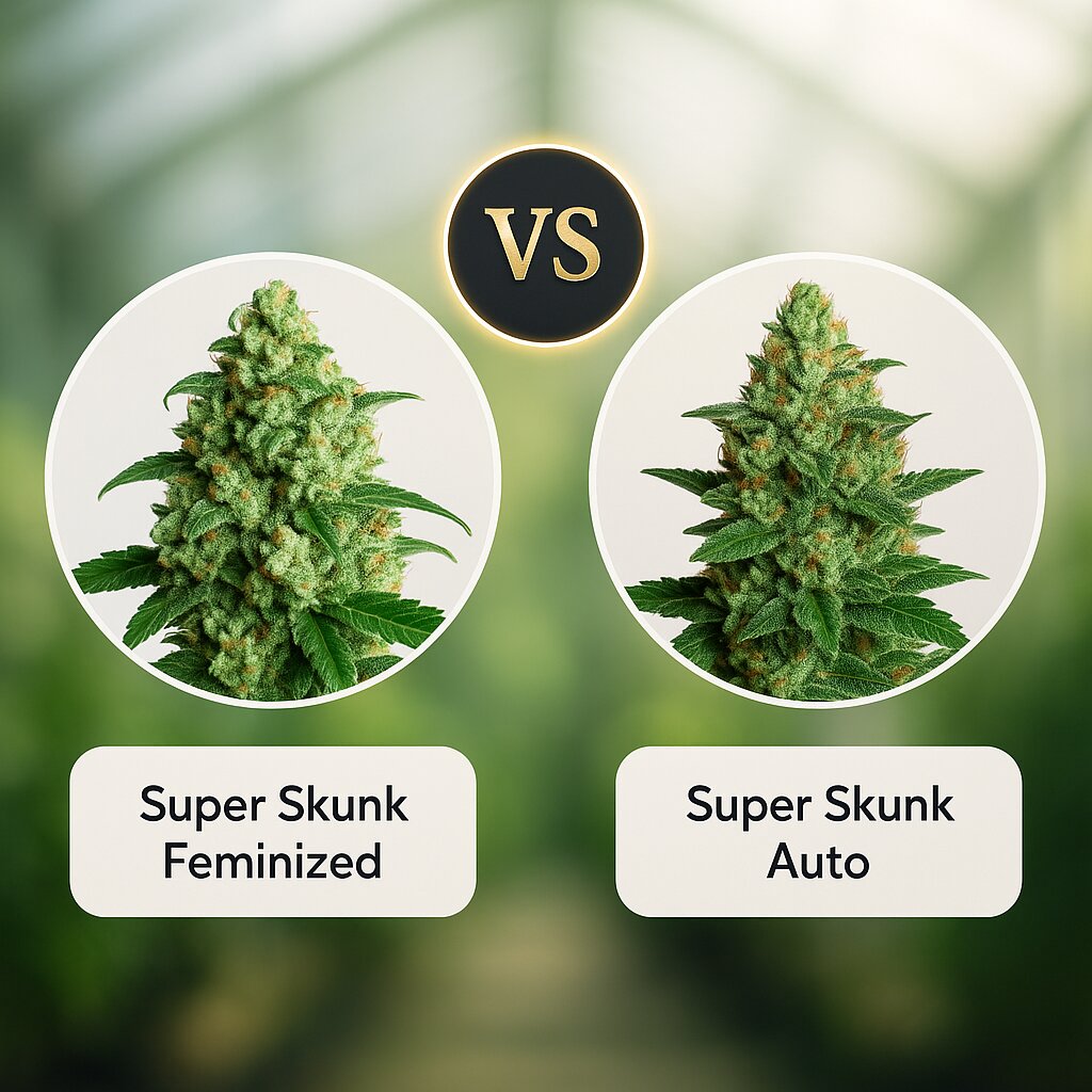 Super Skunk (Sensi Seeds) vs Super Skunk Auto (Dr Krippling) cannabis seeds comparison
