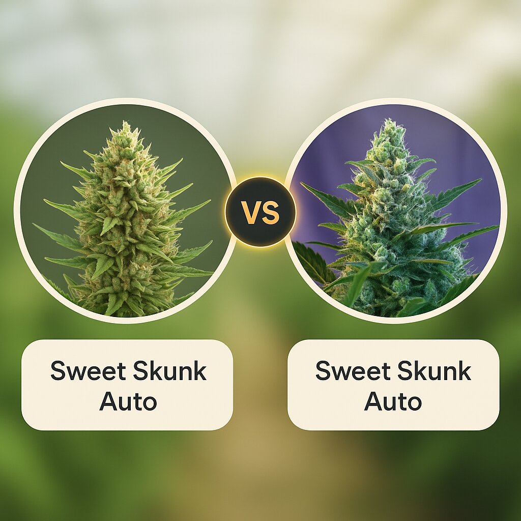 Sweet Skunk Auto (Royal Queen Seeds) vs Sweet Skunk Auto (Sweet Seeds) cannabis seeds comparison