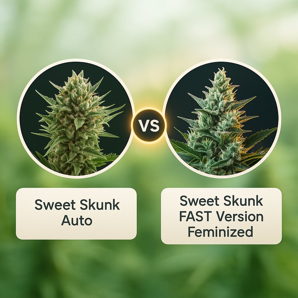 Sweet Skunk Auto (Royal Queen Seeds) vs Sweet Skunk FAST Version (Sweet Seeds) cannabis seeds comparison